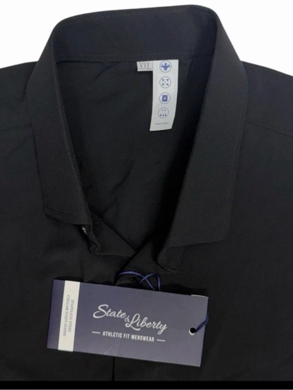 State & Liberty Men's Black Athletic Fit Dress Shirt XXL NWT